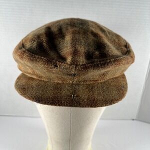 Vintage Pappagallo Brown Plaid Wool Newsboy Cap Baker Boy Hat Medium